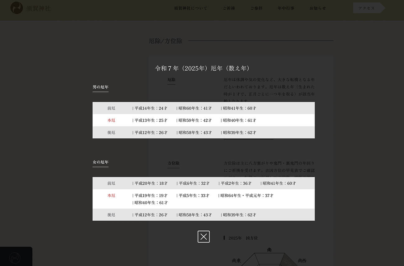 須賀神社オフィシャルサイト 厄除けデザイン